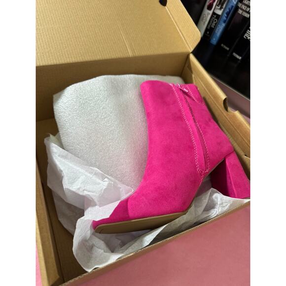 NIB JORYA Womens Fashion Ankle Boots Square Toe Suede Side Zipper Block Heel 6.5 - Picture 7 of 11